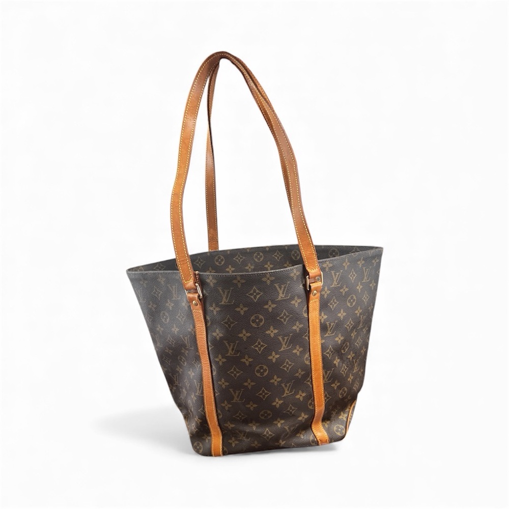 Authenticated Louis Vuitton Monogram Sac Shopping Brown Canvas Fabric Tote Bag
